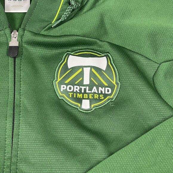 adidas Portland Timbers Jacket Men Large Green Spellout FullZip Hood Season 2011 - Picture 3 of 13